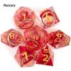 7 шт. кольцо из красной смолы с золотым номером, игральные кости с острыми краями, многогранные кубики, подходящие для ролевых ролевых игр, настольная игра