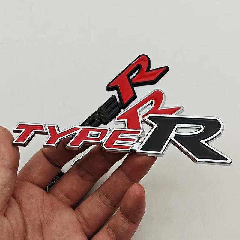 3D Metal Car Styling Type R Logo Rear Trunk Sticker Badge Emblem Decal For Honda Civic TYPE R CRV HRV Accord Fit Car Accessories ahw256