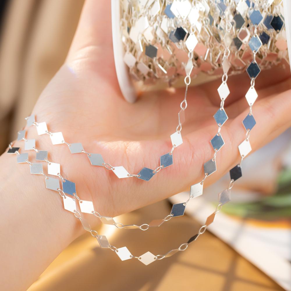 2M 1M 0.5M Copper Rhombus Chains Geometric Prismatic Bracelet Necklace Chains for Jewelry DIY Making Craft Component Accessories