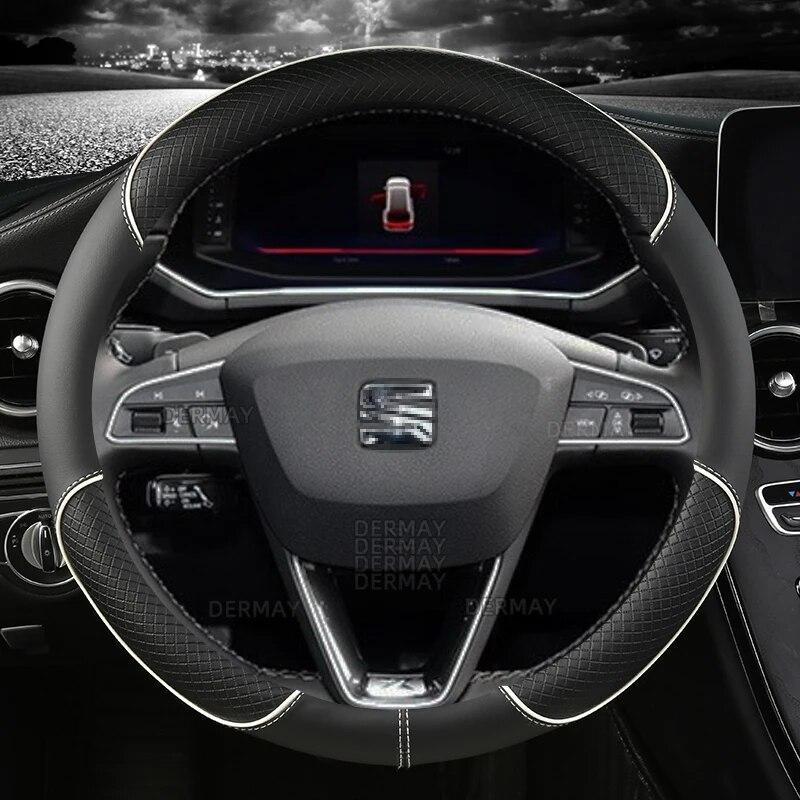 Нескользящий чехол на руль автомобиля из микрофибры для Seat Tarraco Arona Ateca Ibiza Toledo Mii Leon Arosa Exeo ST FR 38 см