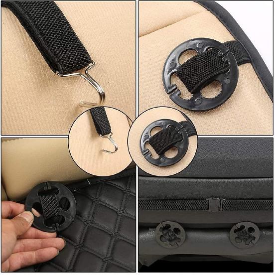 24Pcs Car Seat Cover Plum Plate Metal Hooks, 12Pcs Plastic Car Seat Covers Chucks And 12Pcs Metal Hooks Set Locking Clip Plastic Card Fixed Fastener