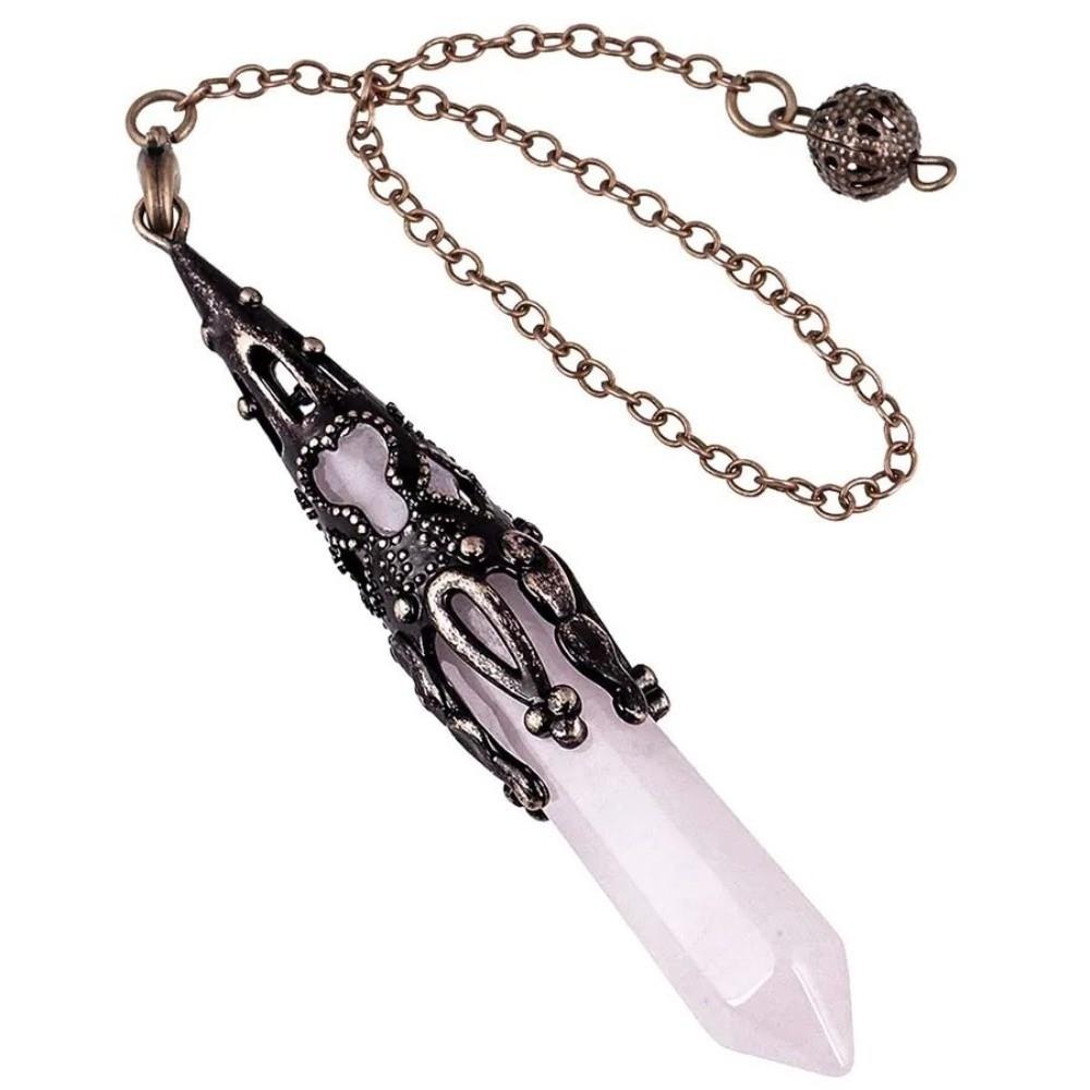 Crystal Quartz Crystal Pendulum Energy Gem Stone Pendant Retro Reiki Pendulum  Divination