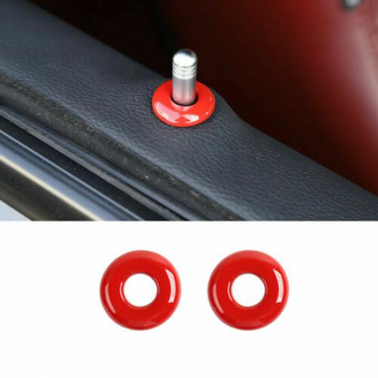 Car Door Lock Pin Ring Cover Trim Decoration For Dodge Challenger 2014- Red