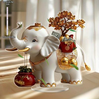 Настольное украшение Золотой Слон - Мультяшный стиль, Символ Благополучия и Богатства, Украшение слон, Домашние настольные украшения, Детские комнаты