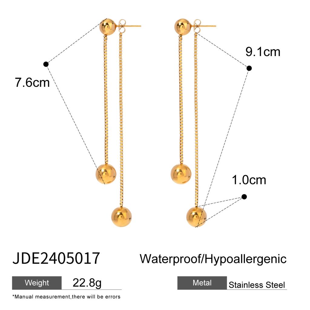 Youthway Серьги с кисточкой из бусин на двойной цепочке из нержавеющей стали, золотистый цвет, металлический шарм, элегантность, Вечерние украшения, Гипоаллергенные