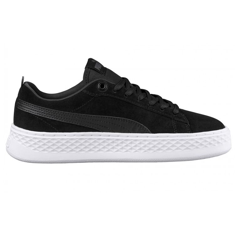 Puma Smash Platform Замшевые Повседневные Кроссовки с Низким Верхом Женские Кроссовки Черно-Белые 366488-01