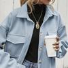 Осень-зима Женская куртка однобортная на пуговицах утолщенный кардиган свободный с длинными рукавами отложной воротник нагрудные карманы верхняя одежда