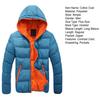 Men Winter Contrast Color Padded Jacket Hooded Drawstring Long Sleeve Pockets Zipper Placket Slim Thickened Warm Coat