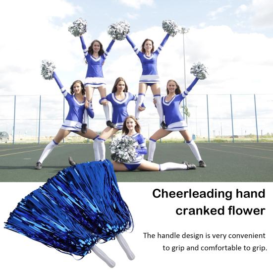 2 шт. помпоны для черлидинга с пластиковой ручкой, красочные помпоны из металлической фольги для энергичных спортивных танцев, реквизит для черлидинга для женщин
