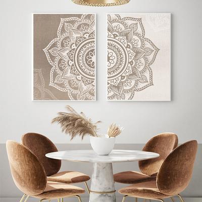 Бохо настенная живопись печать на холсте Мандала цветочный бежевый нейтральных цветов постер картина дзен йога гостиная домашний декор интерьера