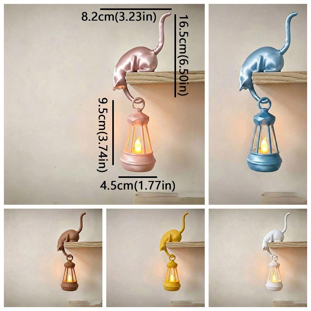 with Lantern Cat Wall Hook Light 3D Printed Cat Decor Lamp Key Rack Organizer Living Room