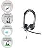 Headset - Wired - Logitech - H650E - USB - Stereo Microphone - Black