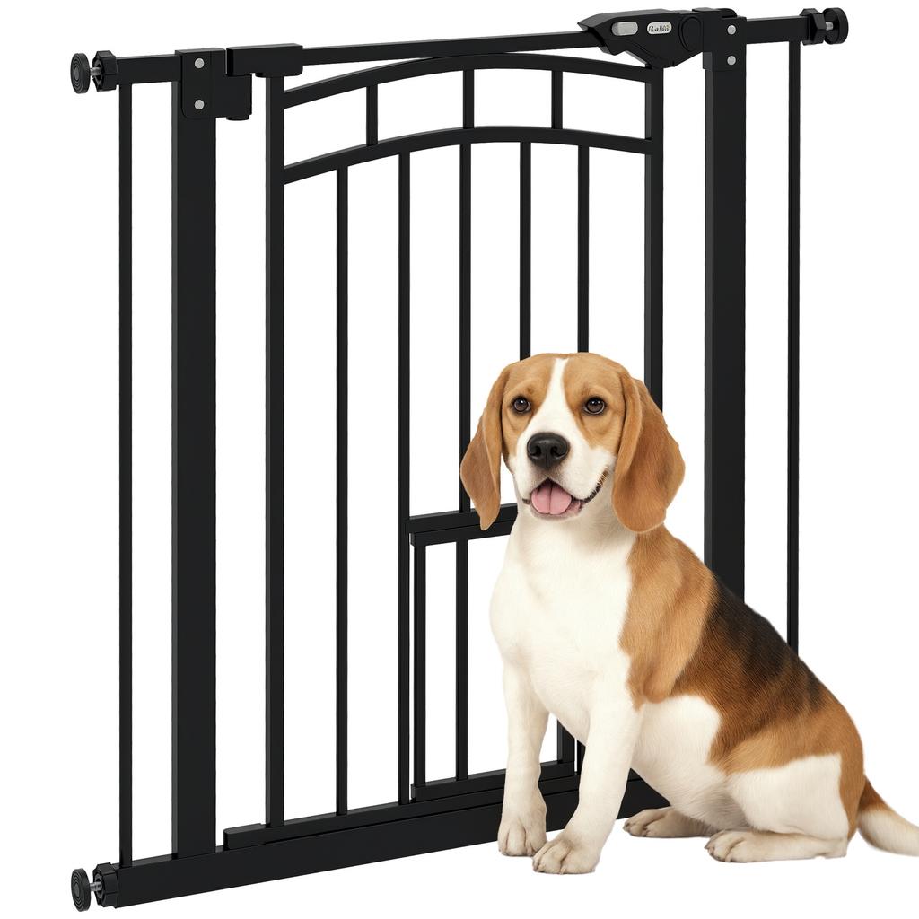 Pet Dog Safety Gate Door Automatic Closing No Drilling from 74 to 80 cm Steel Black