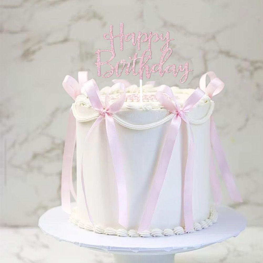 7 PCS Funny Black Bows Multipurpose Ribbion Cake Topper New Happy Birthday Sign