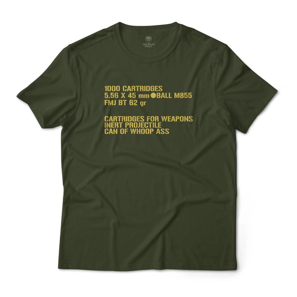 Military 5.56 Ammo Box Graphic T-Shirt Premium Short Sleeve Funny Tee Unisex