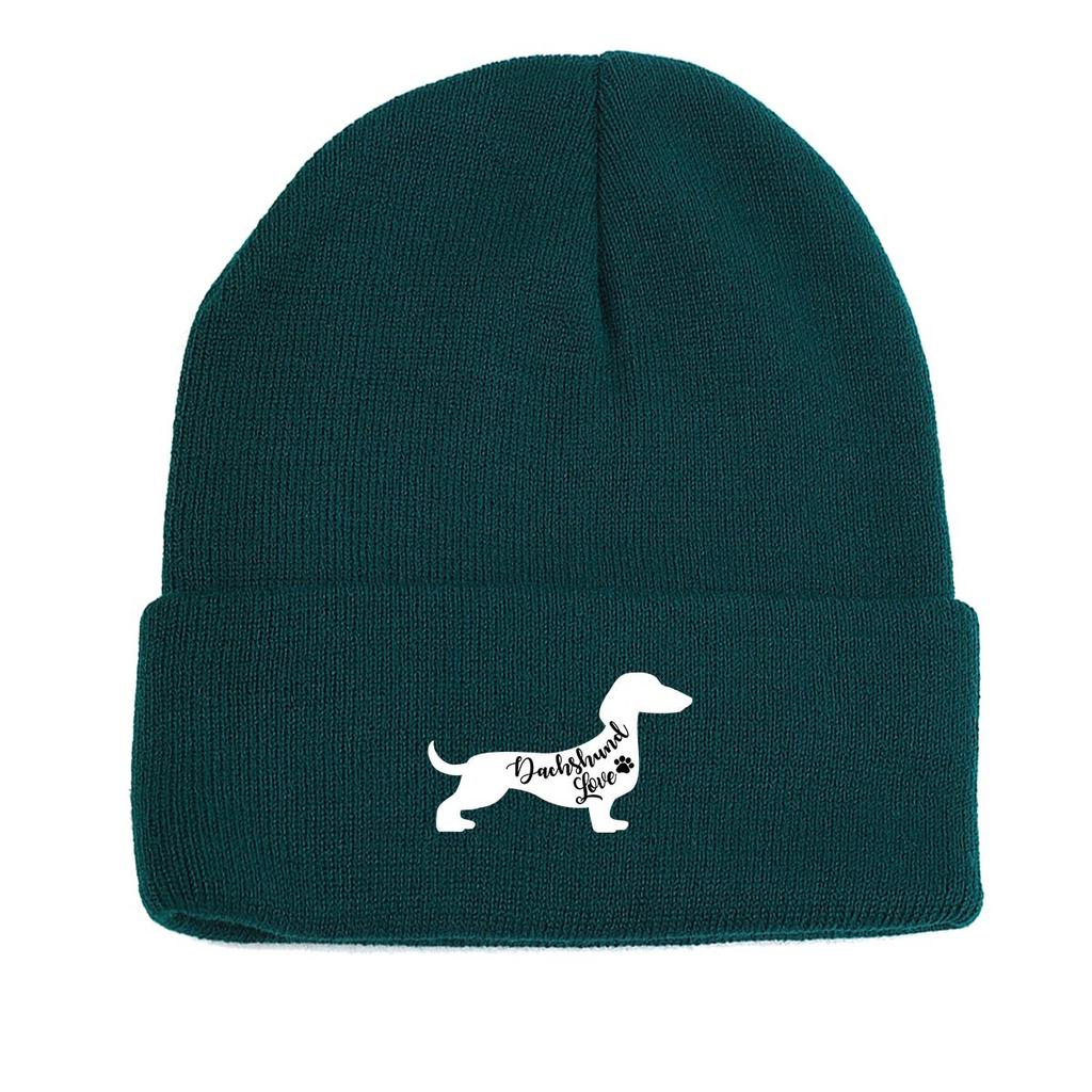 Вязаная шапка с принтом собаки таксы, шапка-бини с изображением животных, ветрозащитные мешковатые модные шапки с помпоном, вязаная шапка, шапка-бини