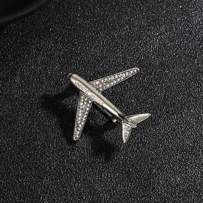 Trendy Men's High-End Airplane Brooch Pin for Suits