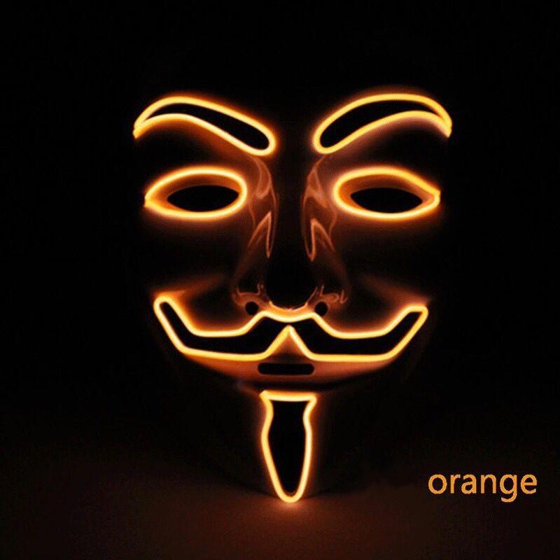Led Party Masks V for Vendetta Anonymous Guy Fawkes Fancy Adult Costume Accessory Party Cosplay Masquerade Dress up Mask