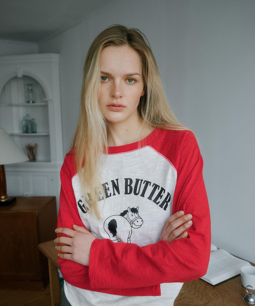Свободная футболка с рукавом реглан GREENBUTTER (красный)