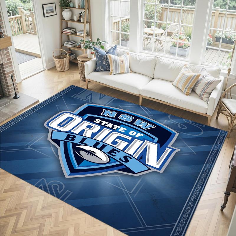 NSW Blues Design Crystal Velvet Carpet Cozy Non?Slip Printed Rug For Bedroom Living Room Entrance