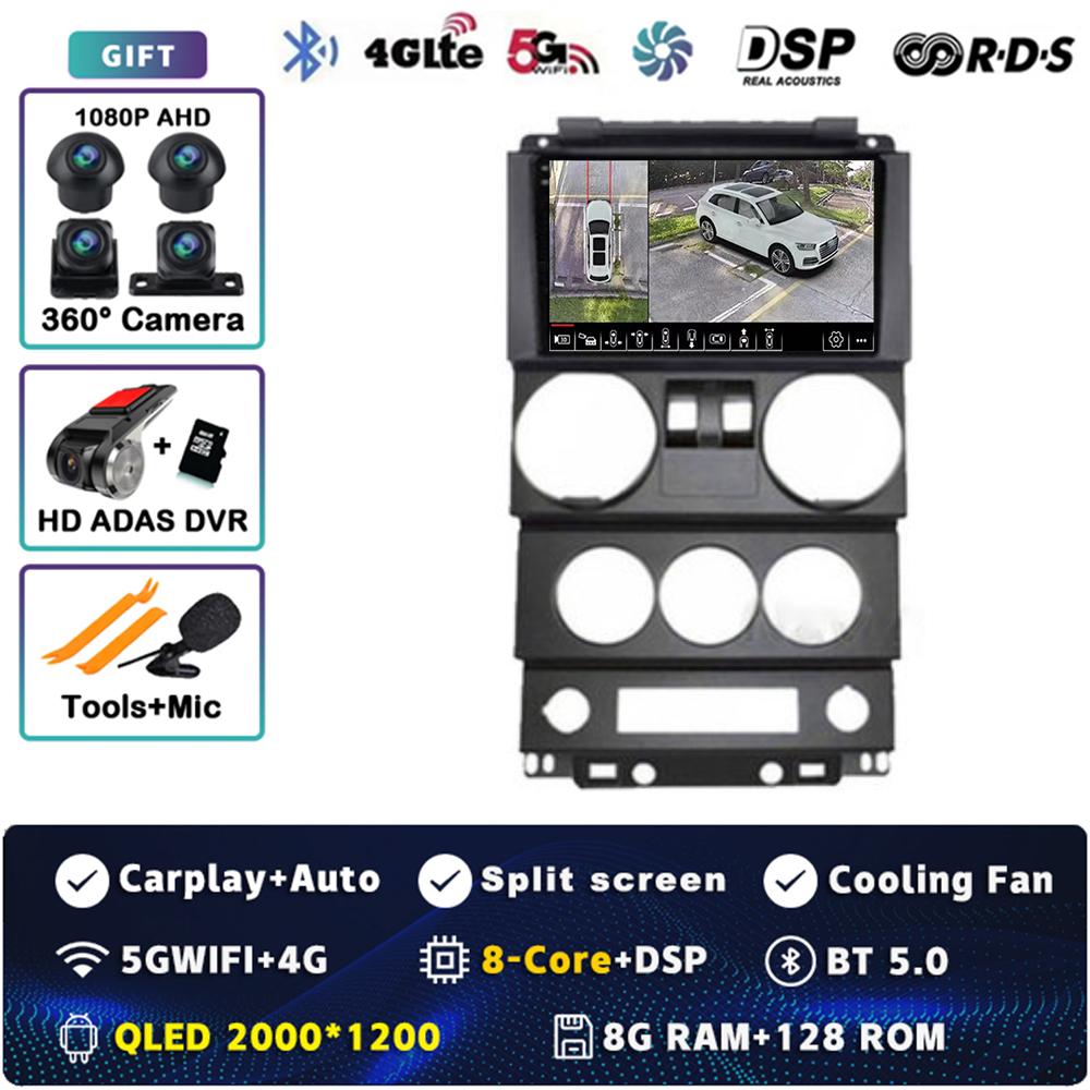 Android 14 Carplay Auto для Jeep Wrangler Unlimited 3 JK 2008 - 2010 Автомобильное радио 4G+WIFI Плеер Мультимедиа srereo Навигация Видео