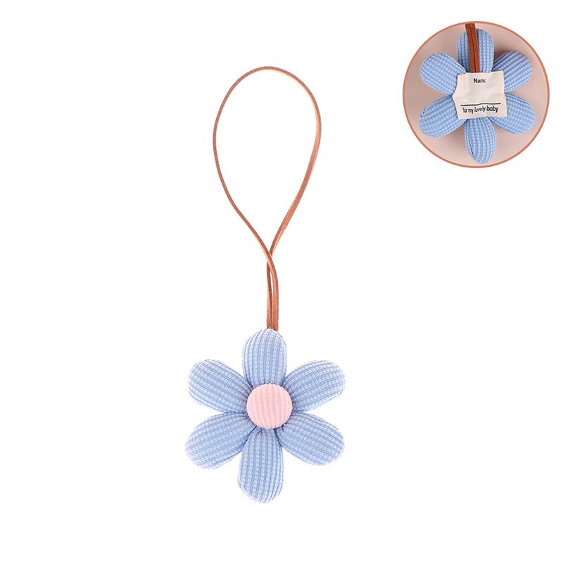 3D Color Six-Petal Flower Name Sticker Pendant Fabric Flower Doll Anti-Lost Lanyard Luggage Tag Charm Keychain Bag Decor Toys