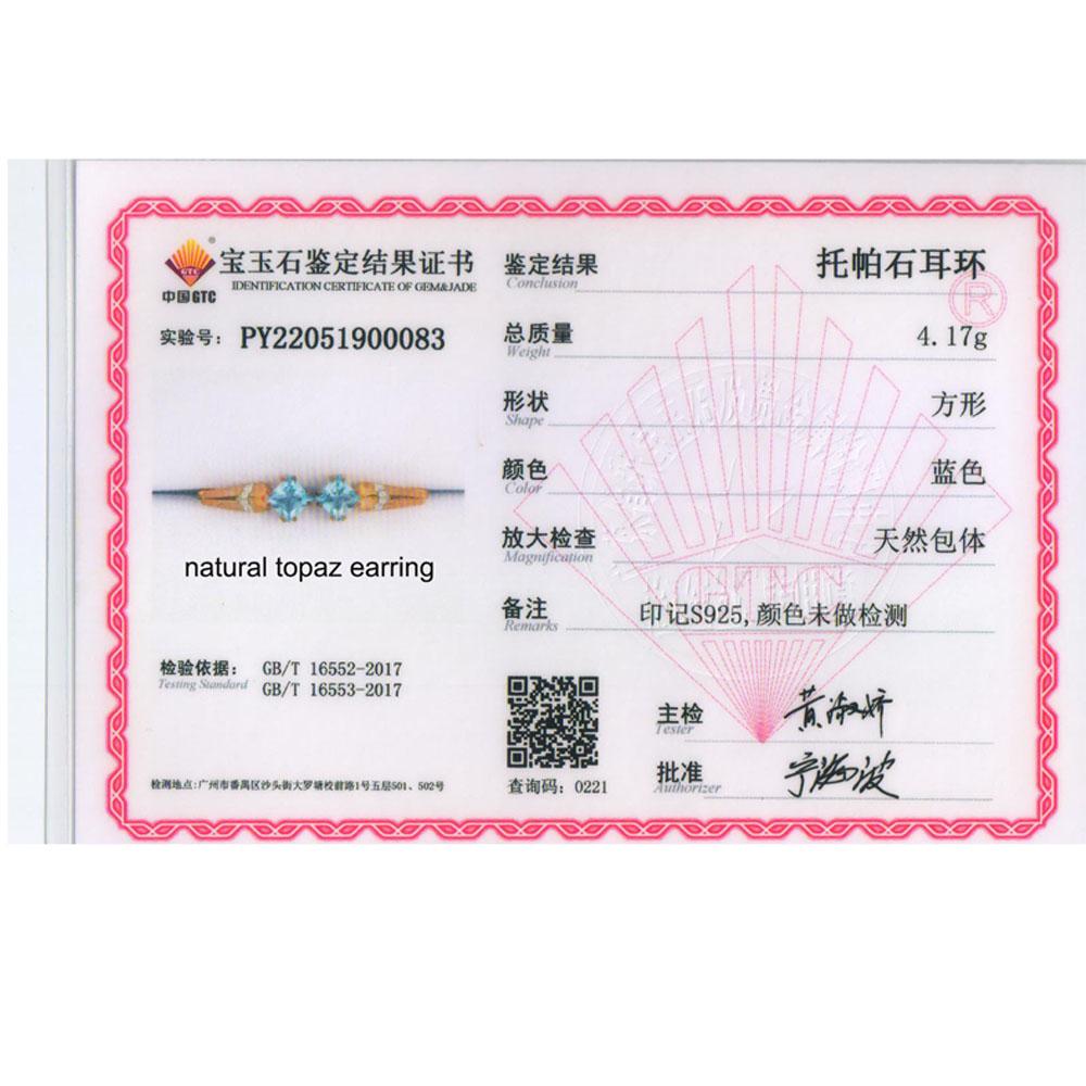 Bolaijewelry Простой дизайн, квадратные серьги с натуральным небесно-голубым топазом диаметром 7,0 мм, серьги из стерлингового серебра 925 пробы, изысканные ювелирные украшения для женщин