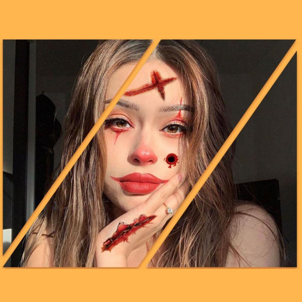 Bloody Scars Halloween Temporary Tattoos Face Patch Halloween Body Art Stickers Children
