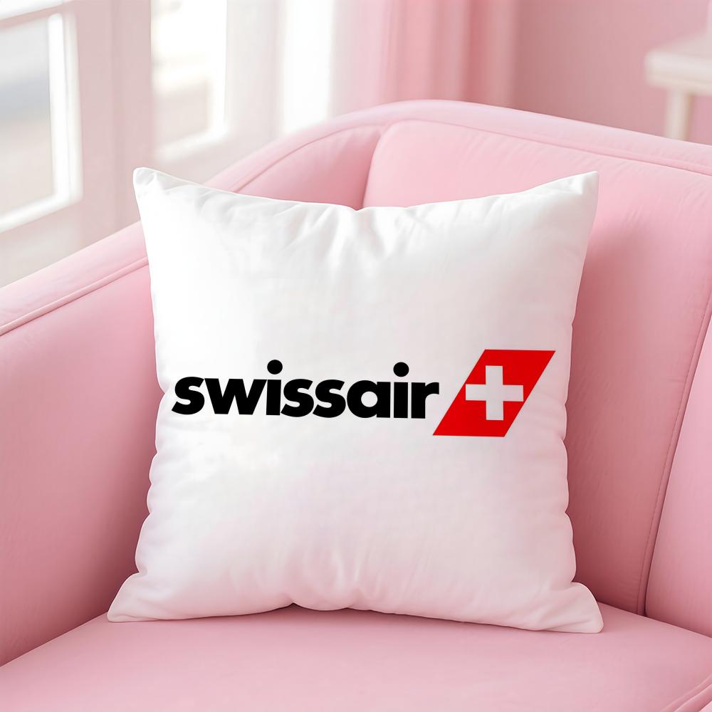 Classic Swiss AirlineBrand SSwissair Cushion Cover Pillow Case Soft Skin Friendly Fabric Concealed Zipper