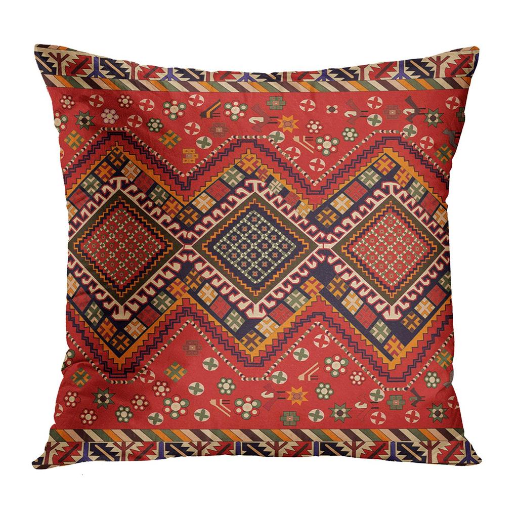Red Moroccan Ethnic Short Plush Pillowcase Living Room Bedroom Sofa Cushion Cover Home Decor 40x40 45x45 50x50 60x60