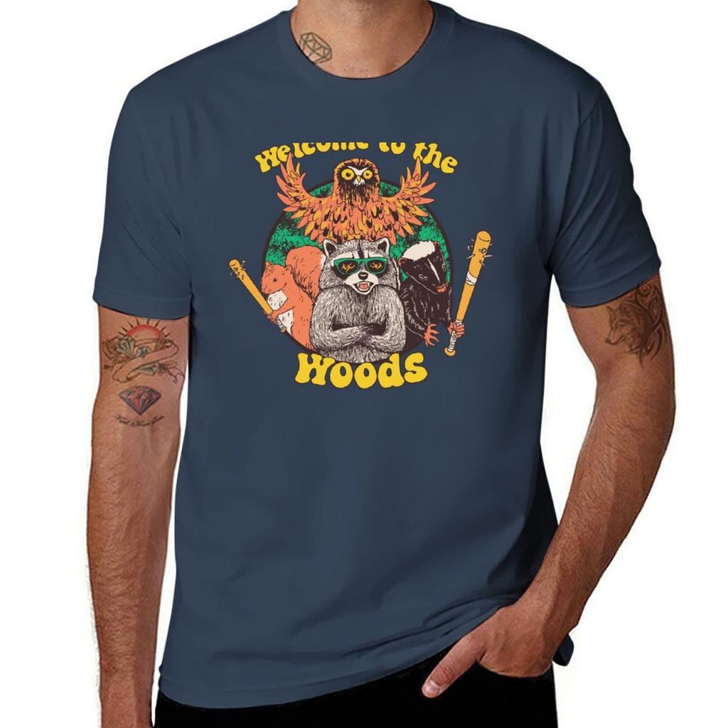 Welcome To The Woods Tshirt Soft Casual Short Sleeve Cotton Tee Tshirt