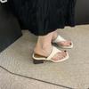 Fashion Square Heel Slippers Casual Rubber Flip Flops Shoes Woman 2025 Shale Female Beach Pantofle Block Luxury Soft Hawaiian Sabot New