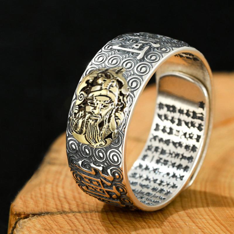 Кольцо Namo Amitabha из стерлингового серебра с тиснением в стиле ретро сутра-сердца Будды в этническом стиле, различные серии, мужские кольца, ювелирные изделия