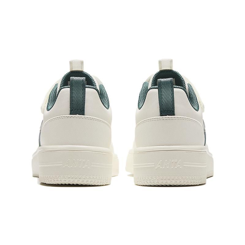 Anta Удобные универсальные повседневные нескользящие амортизирующие износостойкие дышащие низкие детские кроссовки для скейтбординга детские кроссовки белые зеленые A312348031-1