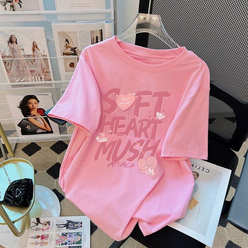 Футболка из чистого хлопка белого цвета с короткими рукавами для женщин на лето, новый большой размер, свободный дизайн, тонкий топ с короткими рукавами и принтом