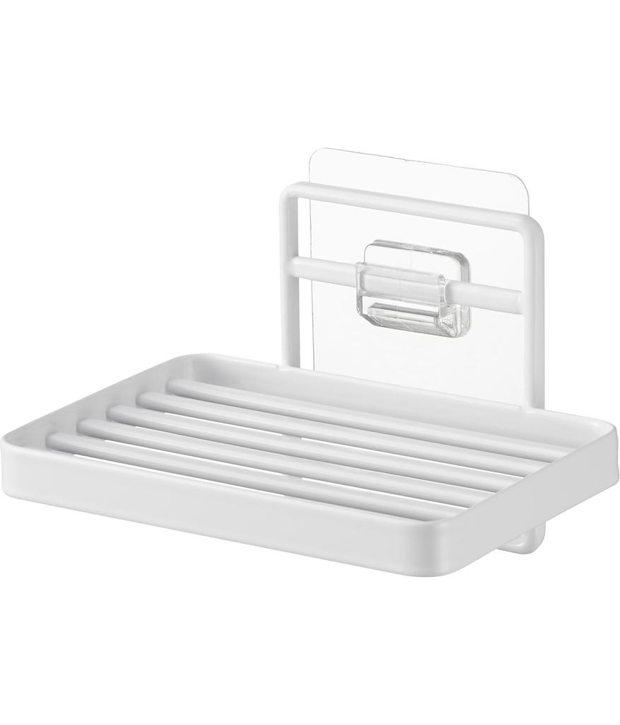 Yamazaki Tower Soap Tray with Film W12 X X Film Floating Soap Quick Drainage and 4540 Hooks, White, Approx. D8.5 H7.8cm (excluding Hooks), Storage,