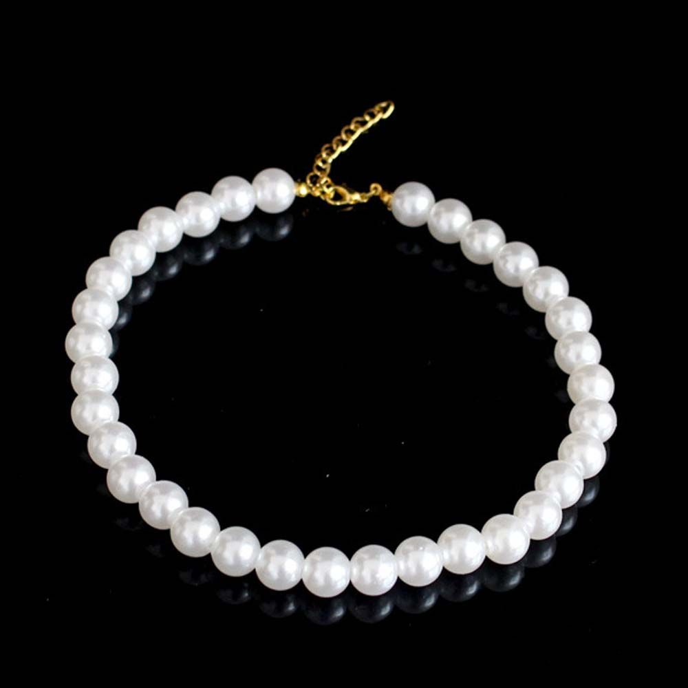 Круглый массивный чокер из белого жемчуга, чокеры из жемчуга, цепочки для ключиц, корейский стиль, женские ожерелья AVE