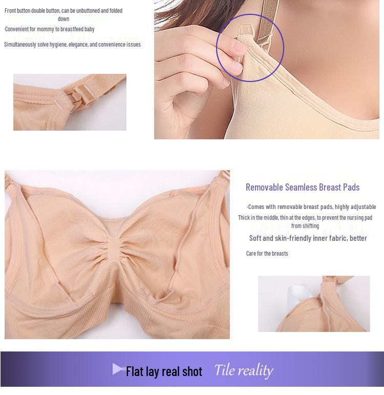 New Style Plus Size Wireless Front Closure Nursing Bra - Adjustable, Gathered, Seamless Maternity Underwear