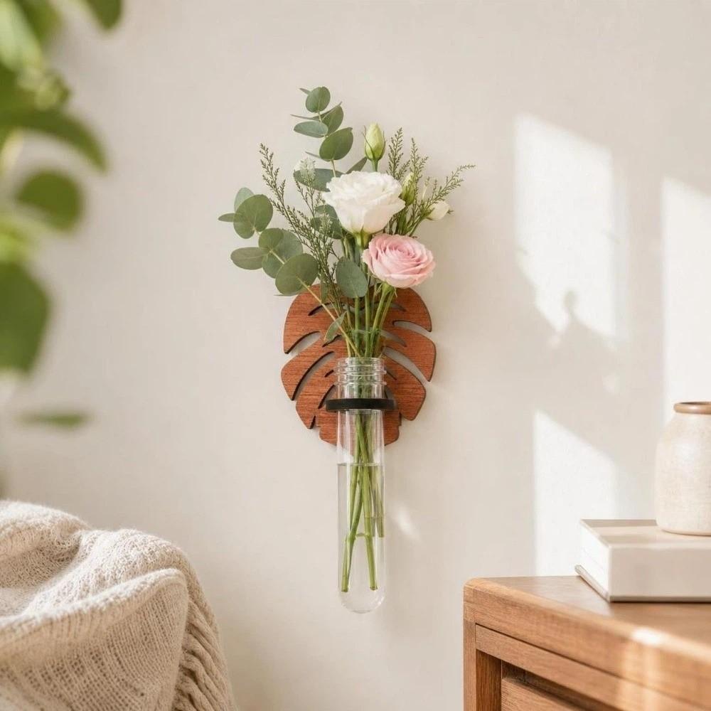Vase Wall Mounted Planter Wooden Wall Decoration Wall Shelf Hydroponic Planter Shelf  Indoor