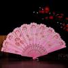 Bronzing Golden Glitter Folding Fan Elegant Plastic Floral Pattern Handheld Fan for Lady Dance Decor
