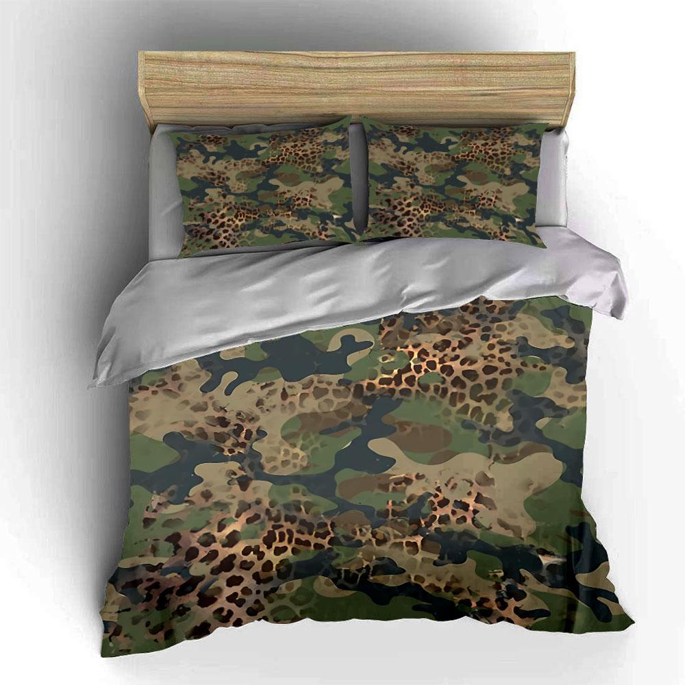 Leopard Camouflage Pattern Bedding Duvet Cover Set Duvet Cover Pillowcases (1*Duvet Cover 2*Pillowcases, without duvet insert)