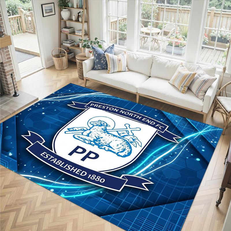 Preston North End Football Design Crystal Velvet Carpet Cozy Non?Slip Printed Rug For Bedroom Living Room Entrance