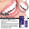 Purple teeth whitening toothpaste deep cleans tartar, tooth stains, oral odor,
