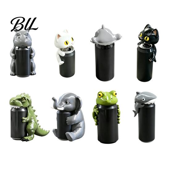 3D Printed Can Topper Reusable Animal Soda Lids for 375ml Standard Cans, Frog Dinosaur Beverage Seal Shark Toppers Dust Protection And Spill