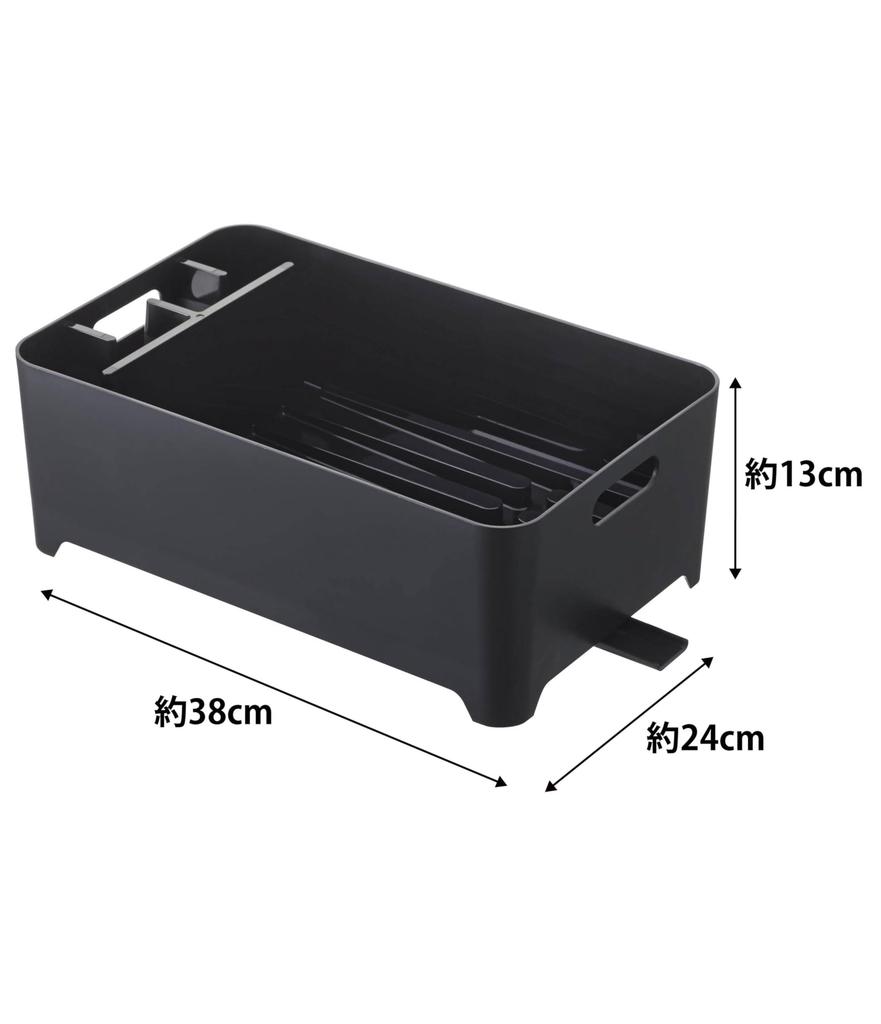 Yamazaki Силиконовый сушилка для посуды Ш38 х Г24 х Башня Таз для мытья посуды 2453 Корзина, Черный, Прибл. H13см, Сушилка, Сушилка,