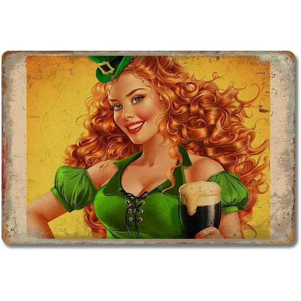 Винтажная красота, пивные чашки для девочек, металлические жестяные вывески, тарелка, Настенный декор для мужчин, пещера, бар, гараж, кафе, клубы, ретро постеры, доска