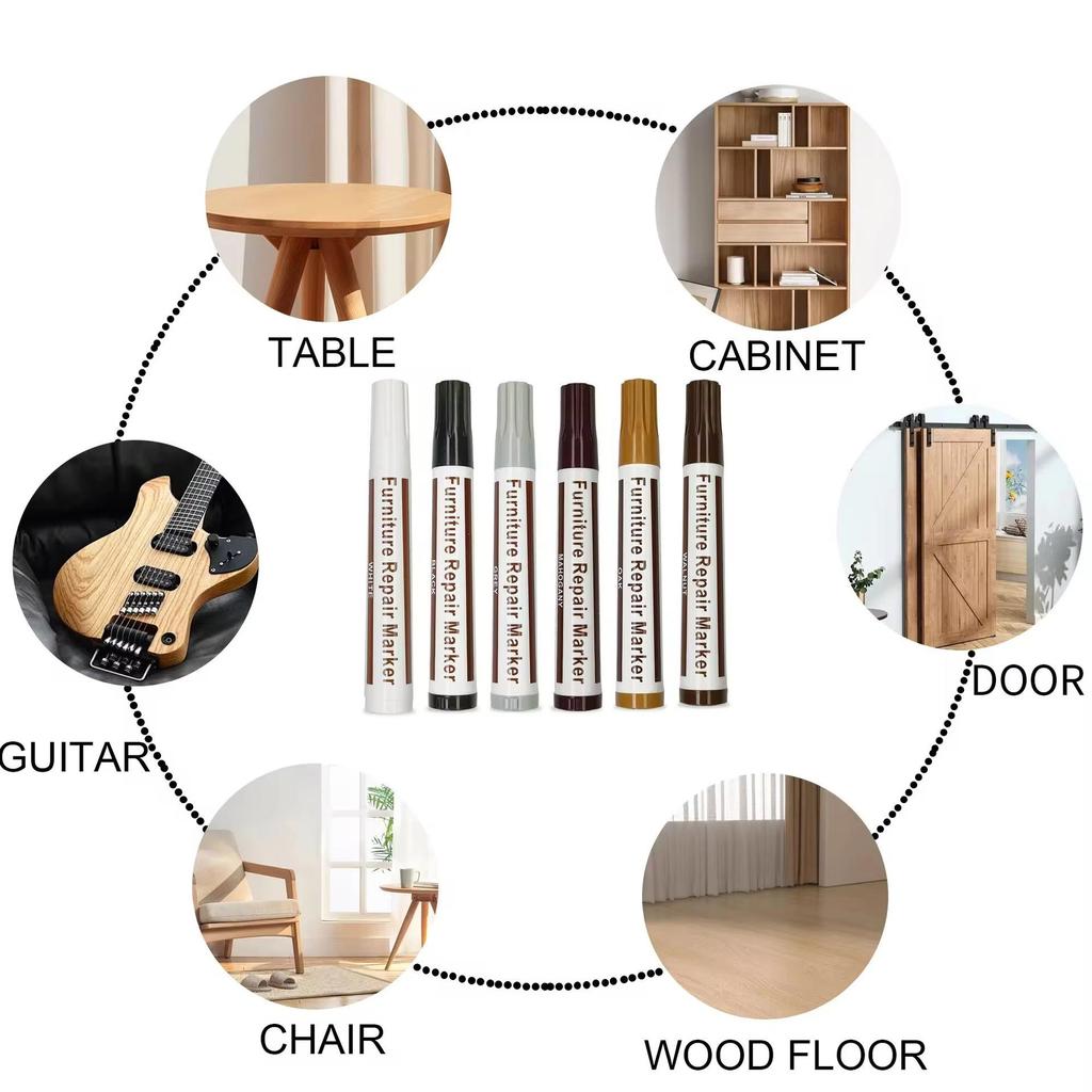 Wood Floor Scratch Repair Pen Set - Touch-Up for Wood Grain Coloring