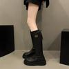 Модные новинки 2024 года, зимние женские сапоги длиной до колена, с застежкой-молнией сзади, на квадратном каблуке, с круглым носком, на платформе, для женщин Botines De Mujer
