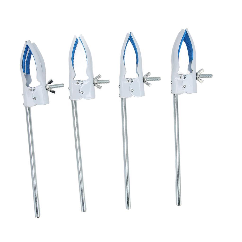4 шт. лабораторный зажим с 4 зубцами и резиновым покрытием, профессиональный лабораторный зажим из нержавеющей стали для