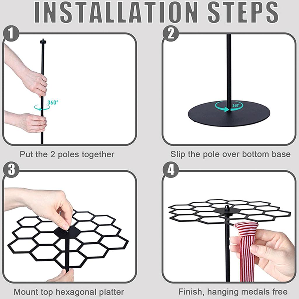 Rotating Medal Hanger Display Stand Metal Holder Rotating Medal Holder Medal Organizers Suitable for Home or Office
